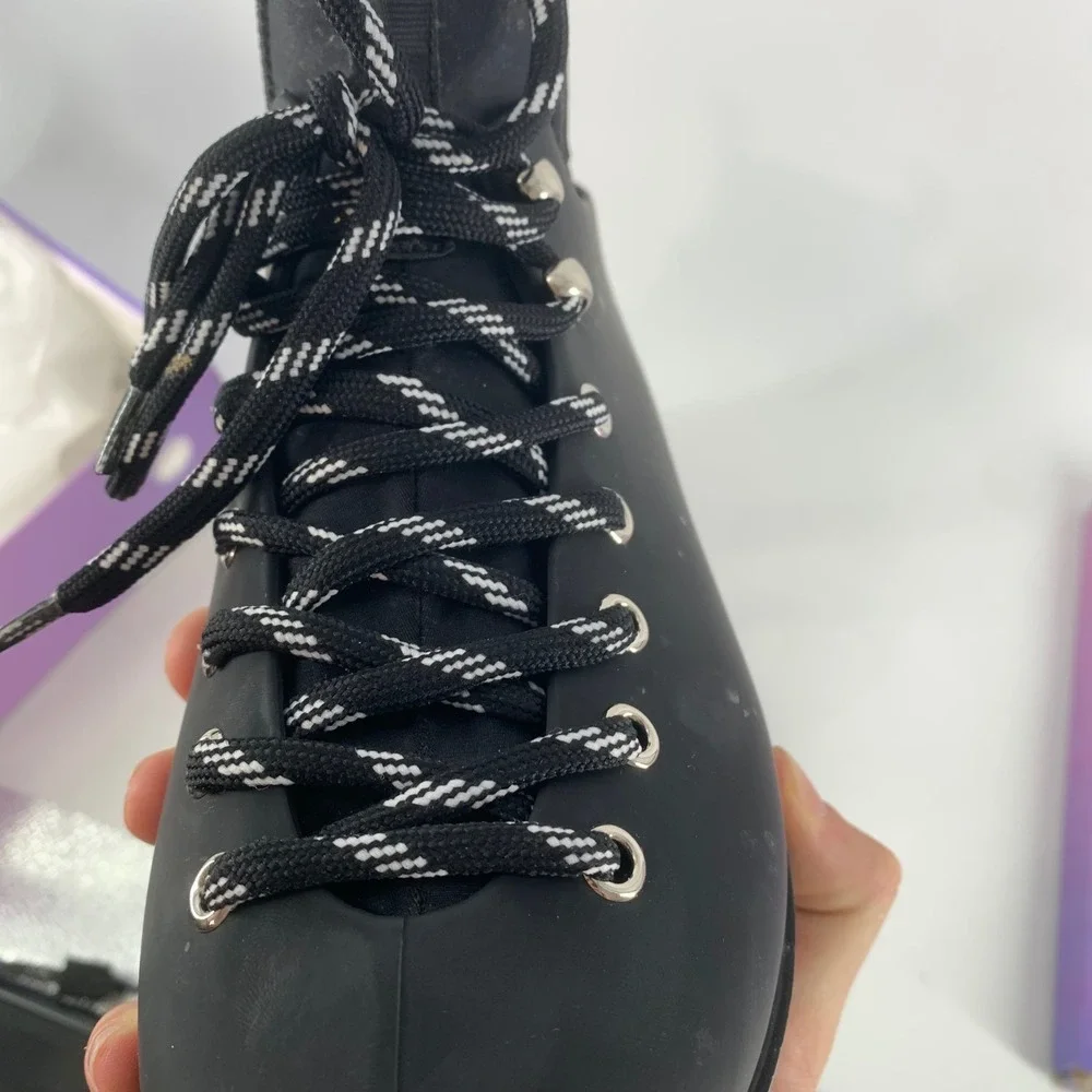 Jeffrey Campbell Barometric Black Matte Boots‎ Lace Up Platform Ankle Size 7 NEW